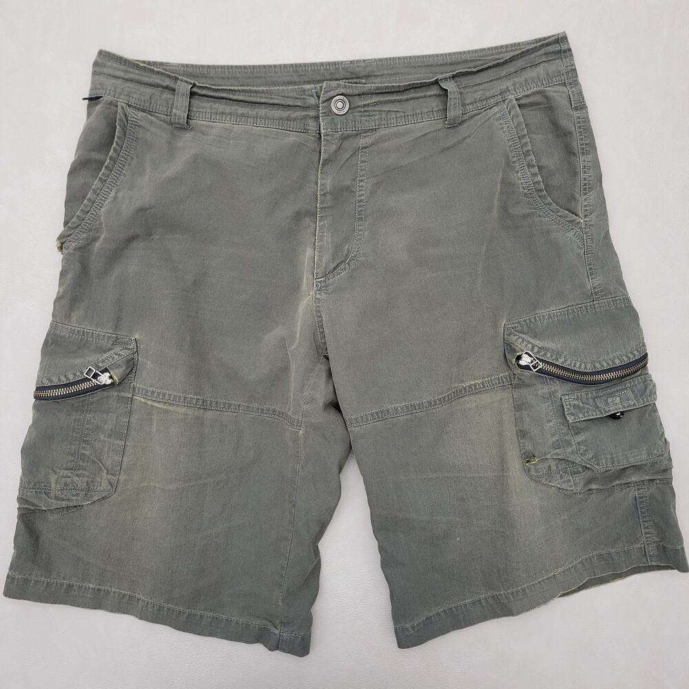 Kuhl Ambush Cargo Shorts Mens 38 Green Brown Patina Dye Hiking Outdoors 12"